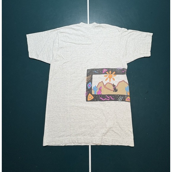 Vtg 90s Arizona Wolf Abstract Art T Shirt Large Wrap Around Single Stitch 80s - Picture 2 of 13